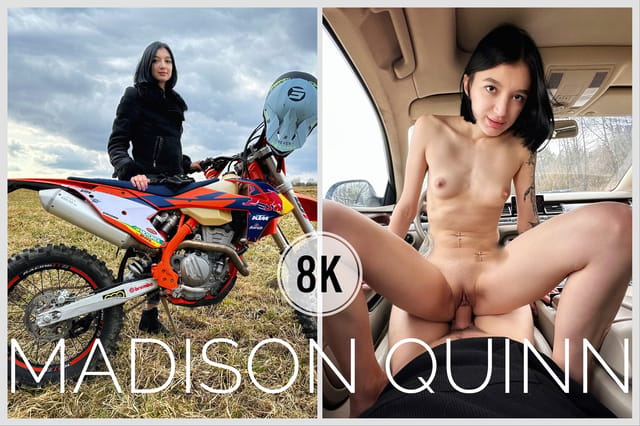 Madison Quinn receives a blowjob outdoors in this 4K VR POV scene filmed at 60 frames per second.