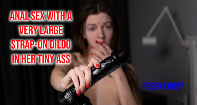 Rebeka Ruby performs solo anal sex with a large strap-on dildo in a 4K VR POV scene.