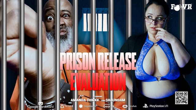Brunette Amanda Thickk performs a blowjob in a non POV 4K VR scene set within a criminal release evaluation context.