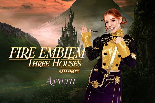 Madi Collins in Annette cosplay performs a POV blowjob in a video game setting, featuring 60 FPS VR content.