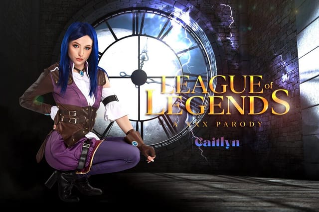 Caitlyn cosplay by Ailee Anne performs a POV blowjob in a VR scene with 60 FPS graphics and League of Legends themes.