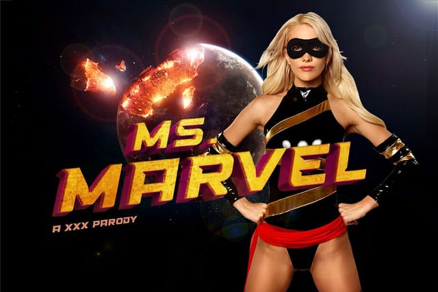 Kenna James as Carol Danvers performs a POV blowjob in 4K VR cosplay with 60 FPS visuals.