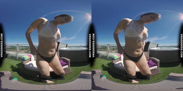 Sunny Afternoon Rooftop Dildo Masturbation College Girl Rosanna VRgoddess — photo 7