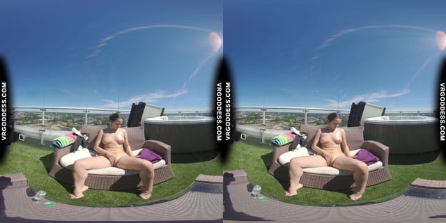 Sunny Afternoon Rooftop Dildo Masturbation College Girl Rosanna VRgoddess — photo 10