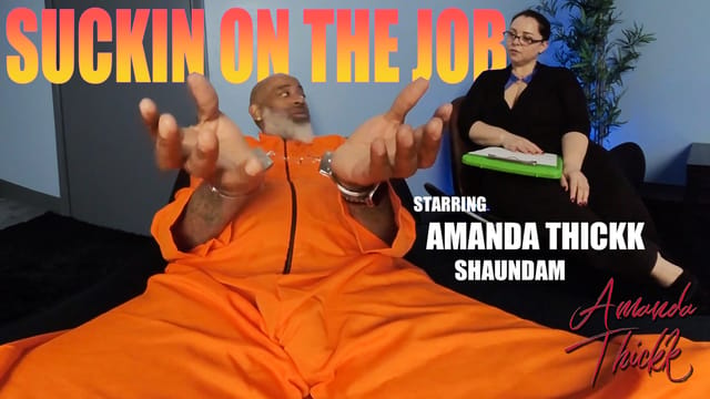 Amanda Thickk performs a blowjob in a 4K VR POV interracial scene on the job with big tits.
