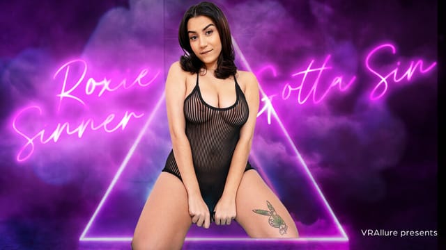 Roxie Sinner performs a solo adult VR scene in a bedroom setting filmed in 4K POV for VRAllure.