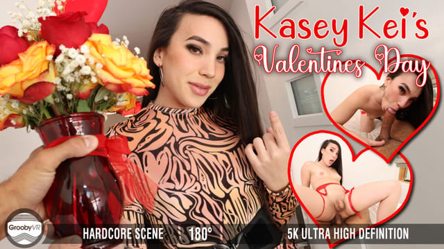 Kasey Kei performs anal and oral acts in a POV 4K VR Valentine's Day scene from GroobyVR