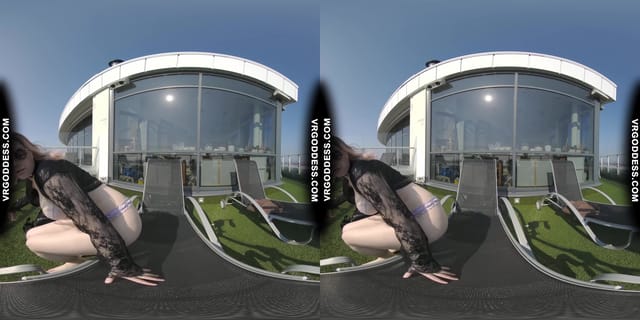 Diana Rooftop Masturbating While Sunbathing Oiling Her Huge Double D Tits Then Hitachi Orgasm VRgoddess — photo 9