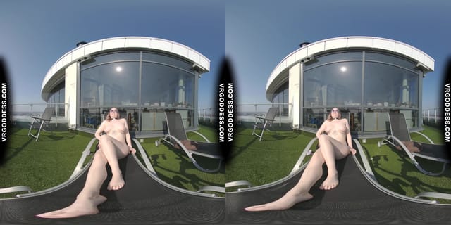 Diana Rooftop Masturbating While Sunbathing Oiling Her Huge Double D Tits Then Hitachi Orgasm VRgoddess — photo 4
