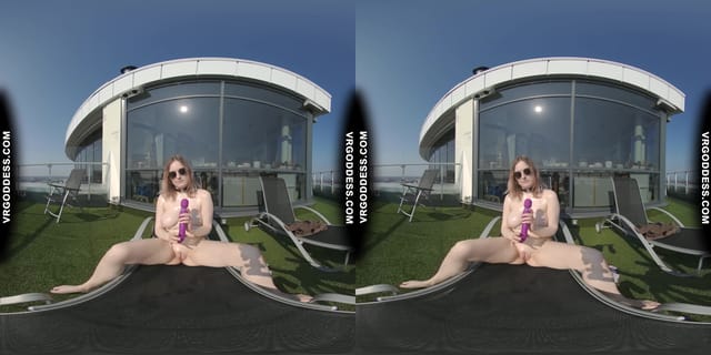 Diana Rooftop Masturbating While Sunbathing Oiling Her Huge Double D Tits Then Hitachi Orgasm VRgoddess — photo 8