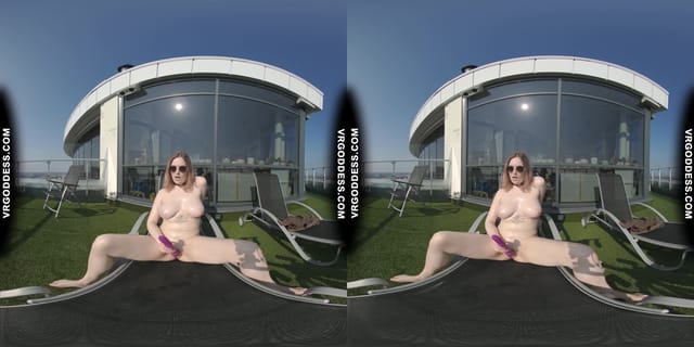 Diana Rooftop Masturbating While Sunbathing Oiling Her Huge Double D Tits Then Hitachi Orgasm VRgoddess — photo 6