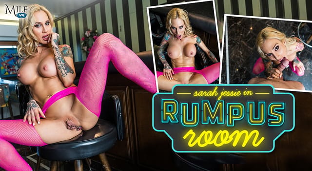 Sarah Jessie performs anal and titty fuck in a POV rumpus room scene from MILFVR digitally remastered adult VR content