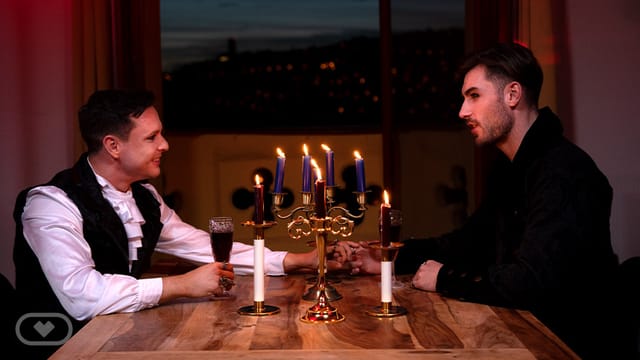 Andre Cruise and Craig Marks perform anal and blowjobs in a VR POV scene filmed at 60 frames per second for VirtualRealGay.