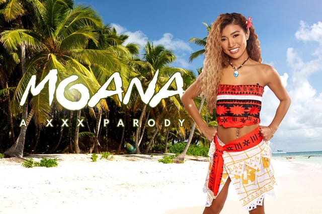 Clara Trinity performs a POV blowjob in Moana cosplay for VRCosplayX VR video