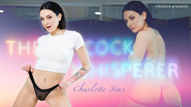 Brunette Charlotte Sins performs a solo act in a first-person view with 4K resolution and 60 FPS frame rate for immersive VR viewing.