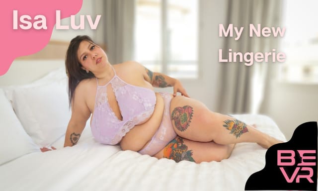Brunette Isa Luv in lingerie poses for a 4K VR POV camera in a room setting filmed in 60 FPS