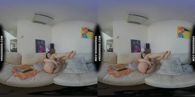 Big Boobed Vanessa Klein Masturbating With Bananas And Cucumbers On The White Casting Couch VRgoddess — photo 2