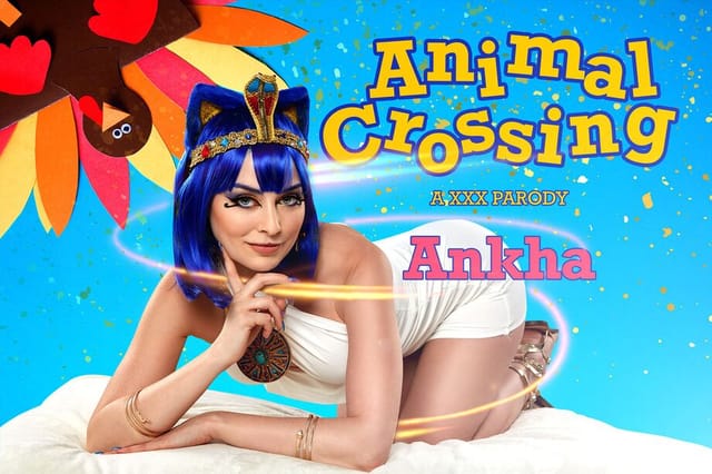 Jewelz Blu wearing Ankha costume performs a blowjob in Animal Crossing parody VR scene with 60 FPS quality