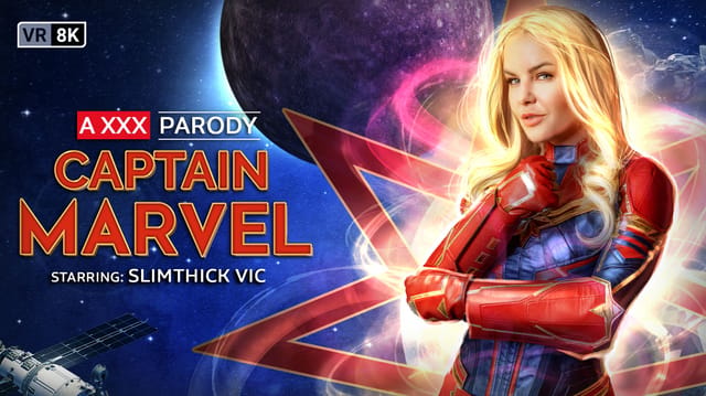 Slimthick Vic in Captain Marvel cosplay performs a footjob and titty fuck in a VR Conk 60 FPS production
