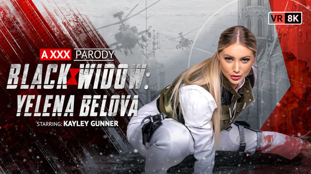 Kayley Gunner as Yelena Belova performs a POV blowjob in close up cosplay for VR Conk in 60 FPS premium content.