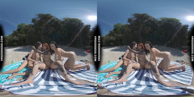 3 Babes On Nude European Beach Mini Lesbian Outdoor Vacation Orgy Matty Cheri Rebeka Ruby VRgoddess — photo 3