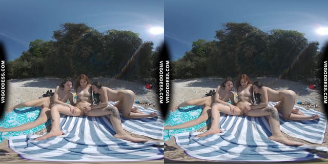 3 Babes On Nude European Beach Mini Lesbian Outdoor Vacation Orgy Matty Cheri Rebeka Ruby VRgoddess — photo 4