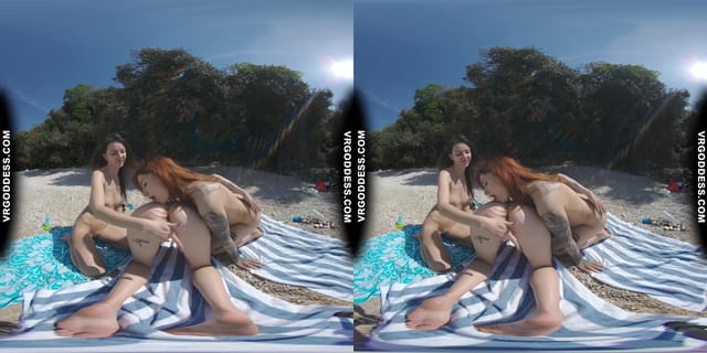 3 Babes On Nude European Beach Mini Lesbian Outdoor Vacation Orgy Matty Cheri Rebeka Ruby VRgoddess — photo 1