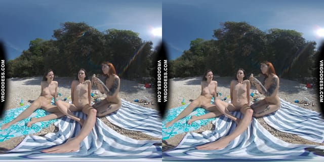 3 Babes On Nude European Beach Mini Lesbian Outdoor Vacation Orgy Matty Cheri Rebeka Ruby VRgoddess — photo 7