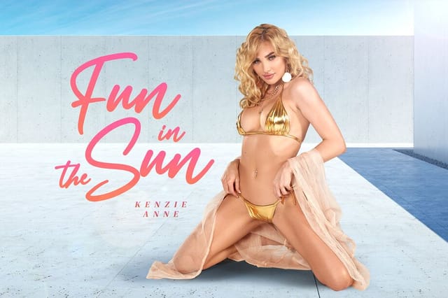 Kenzie Anne performs a POV blowjob in the sun in this 4K BadoinkVR VR video