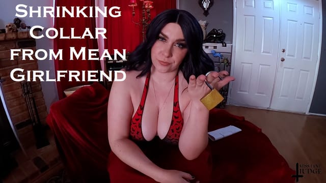 Brunette Jane Judge masturbates while wearing a shrinking collar in this 4K VR video featuring premium adult content.