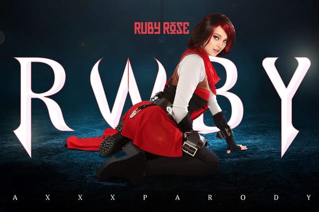 Maddy May in Ruby Rose cosplay performs a POV blowjob in a VR scene with 60 FPS and 8K resolution.