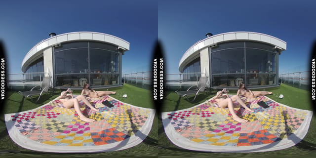 2 Hot Girls Rebeka Ruby And Ingrida Masturbating In The Sun With Glass Dildos Bubbles And Sunbathing VRgoddess — photo 5