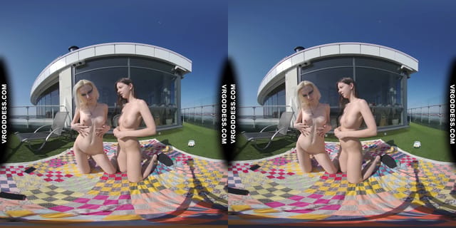 2 Hot Girls Rebeka Ruby And Ingrida Masturbating In The Sun With Glass Dildos Bubbles And Sunbathing VRgoddess — photo 9