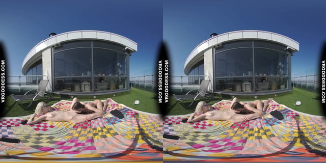 2 Hot Girls Rebeka Ruby And Ingrida Masturbating In The Sun With Glass Dildos Bubbles And Sunbathing VRgoddess — photo 10