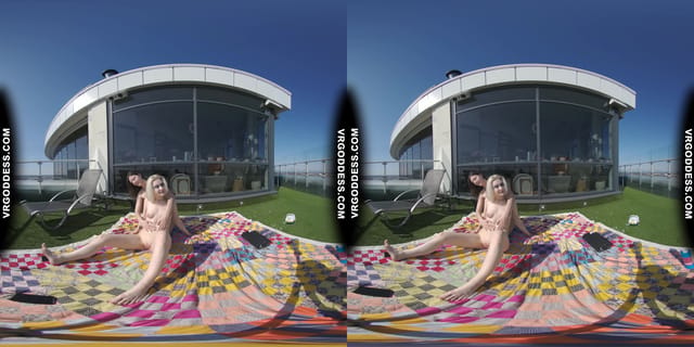 2 Hot Girls Rebeka Ruby And Ingrida Masturbating In The Sun With Glass Dildos Bubbles And Sunbathing VRgoddess — photo 6