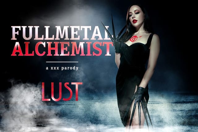 Whitney Wright in Fullmetal Alchemist Lust cosplay performs a POV blowjob in a horror setting within an 8K VR production.