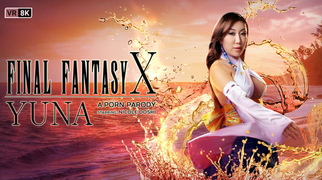 Nicole Doshi as Yuna performs a POV blowjob in a Final Fantasy X cosplay setting filmed in 60 FPS VR close up.