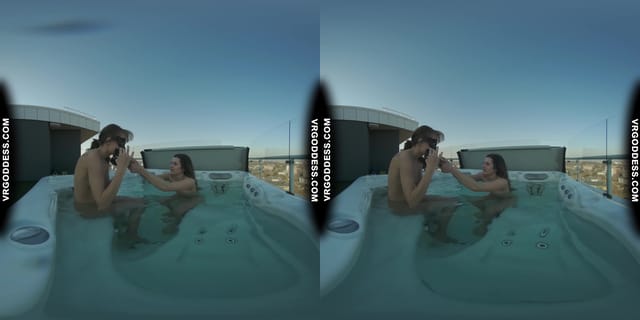 Josie Naked Rooftop Jacuzzi Between The Scenes Dirty Female Director Lesbian Touching Miss Pussycat VRgoddess — photo 10
