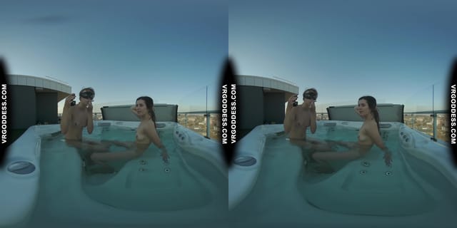 Josie Naked Rooftop Jacuzzi Between The Scenes Dirty Female Director Lesbian Touching Miss Pussycat VRgoddess — photo 8