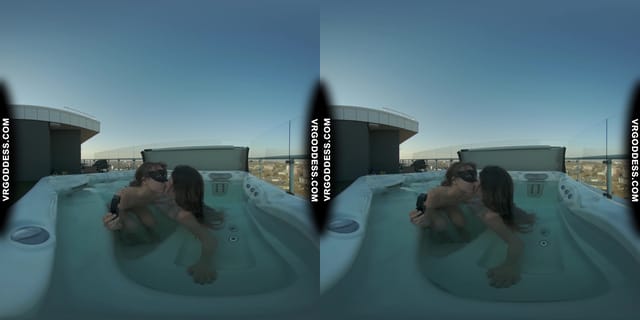 Josie Naked Rooftop Jacuzzi Between The Scenes Dirty Female Director Lesbian Touching Miss Pussycat VRgoddess — photo 6
