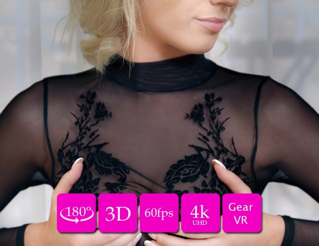 tiffany undergoes a casting photo session in a backstage setting captured in 4K 180VR POV