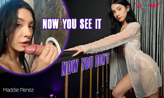 Maddie Perez performs a blowjob in a gloryhole setting for this VRoomed 4K non-POV VR video