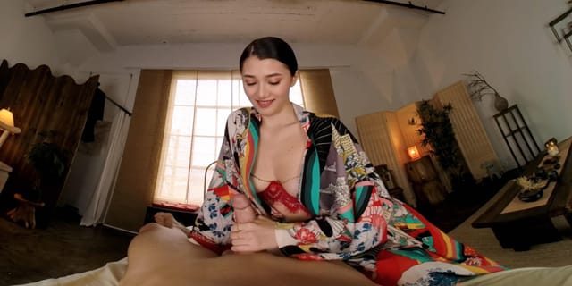 Japanese masseuse Morita Mieko performs a footjob and blowjob in this 8K VR POV video produced by Migoto VR.