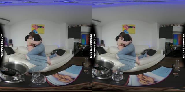 Real Life Best Friends 1st Time Lesbian Experience Together Light Bondage Dildoing Vaping Champagne VRgoddess — photo 5