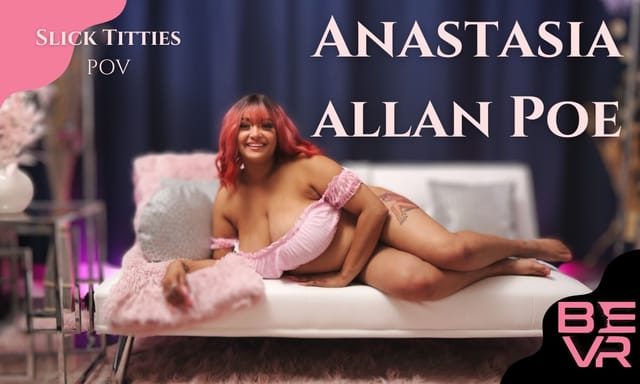 Anastasia Allan Poe performs a solo titty fuck in a POV VR scene with 4K resolution and 60 FPS playback.