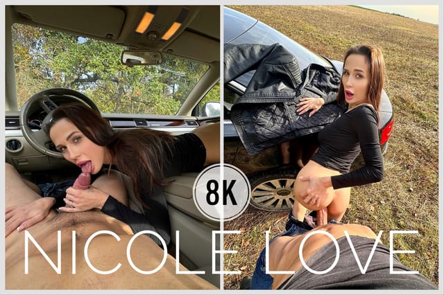 Nicole Love performs a POV blowjob outdoors in 4K VR with 60 FPS premium production.