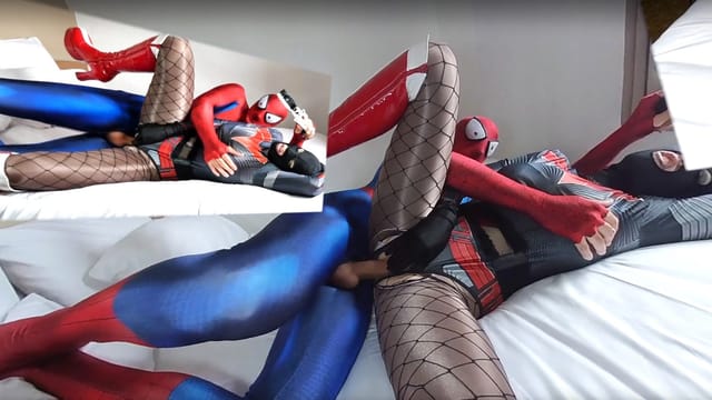 Nora Fox in fishnet cosplay performs oral sex on camera in a 4K non-POV scene with shiny tights.