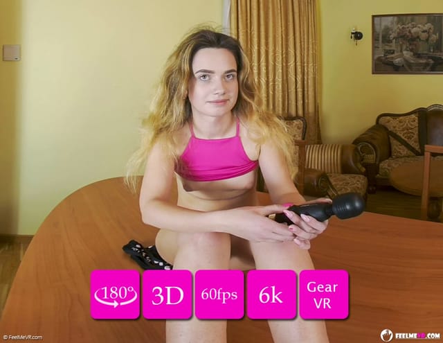 Trinity Free performs solo masturbation in a first person view with 4K resolution and 60 frames per second for virtual reality playback.