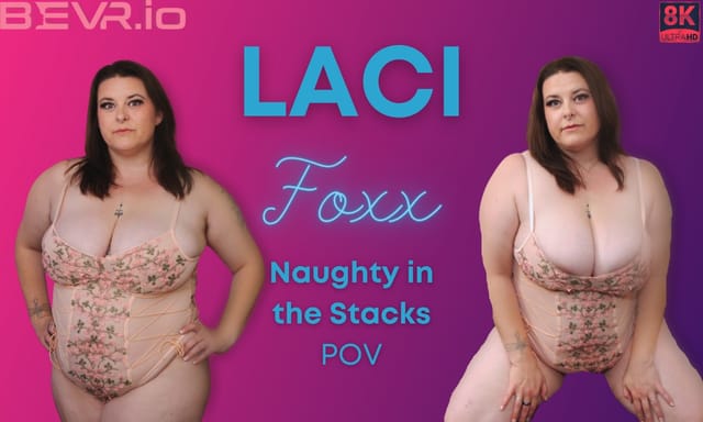Laci Foxx performs a POV blowjob and titty fuck in the library stacks for BlushErotica VR video