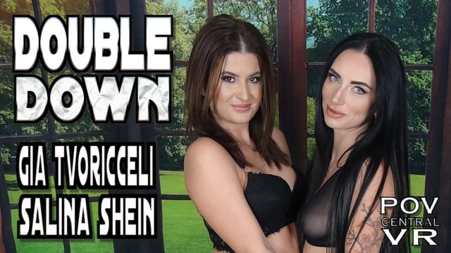 Brunettes Gia Tvoricceli and Salina Shein perform a double blowjob in a POV VR 4K scene with 60 fps.